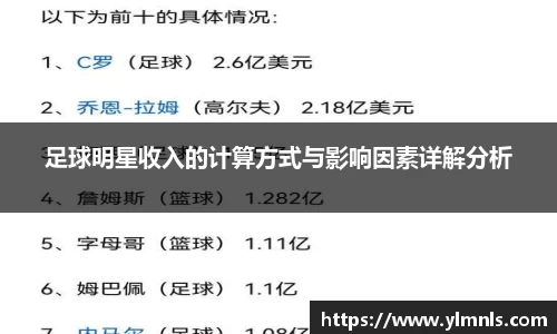 足球明星收入的计算方式与影响因素详解分析